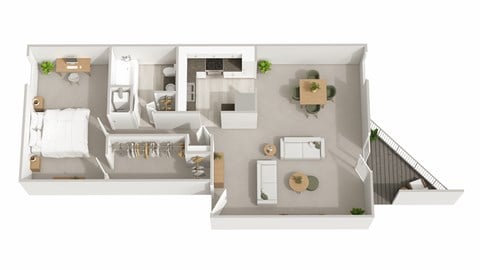 Floor plan for 1 bed, 1 bath, 680 sqft